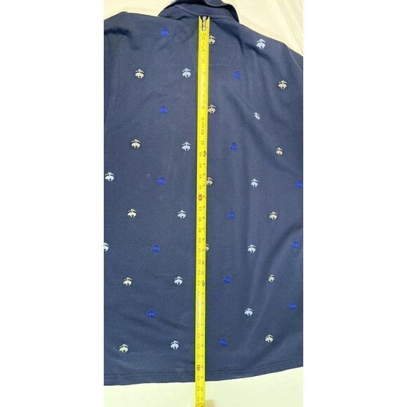 Brooks Brothers Mens Navy Blue Polo Logo Size XL All Over Fleece Embroidered - Picture 9 of 10